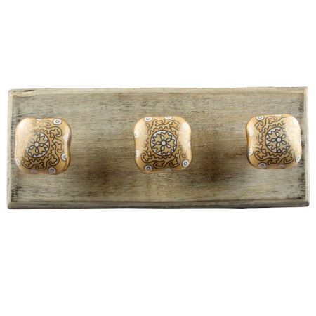 Mustard Square Ceramic Wooden Hook Online